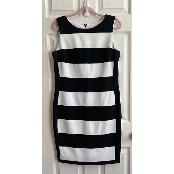 Calvin Klein Dresses & Skirts - CALVIN KLEIN Black White Sleeveless Classic Career Sheath Dress